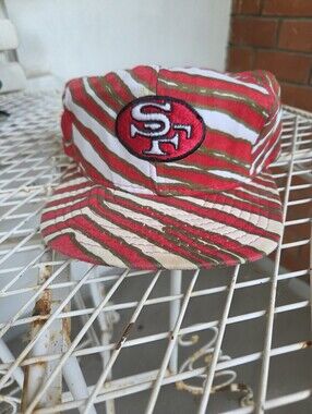 Vintage San Francisco 49ers Zubaz Snapback Hat AJD Zebra Stripe Made in USA 90s